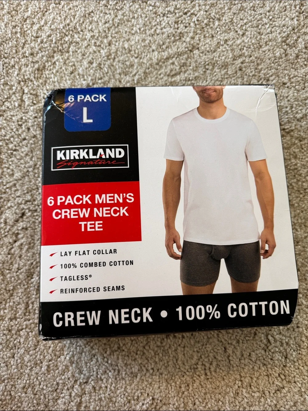 Kirkland Signature Men's White Crew Neck T-Shirt (6 Pack)